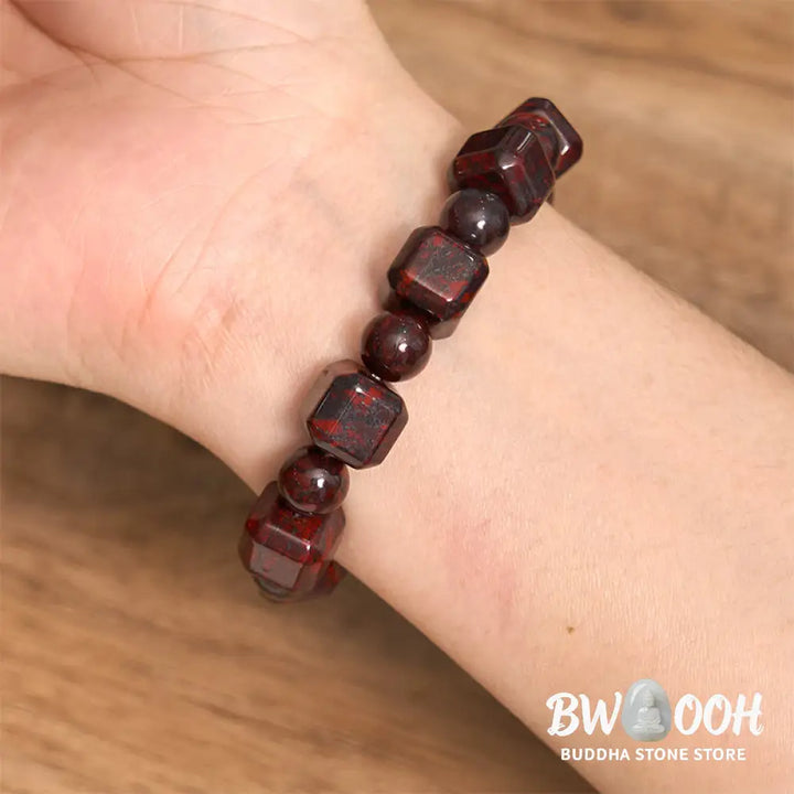 Buddha Stones Bloodstone Strength Bracelet - BWOOOH - Bloodstone(Wrist Circumference: 14-16cm) - Bracelet