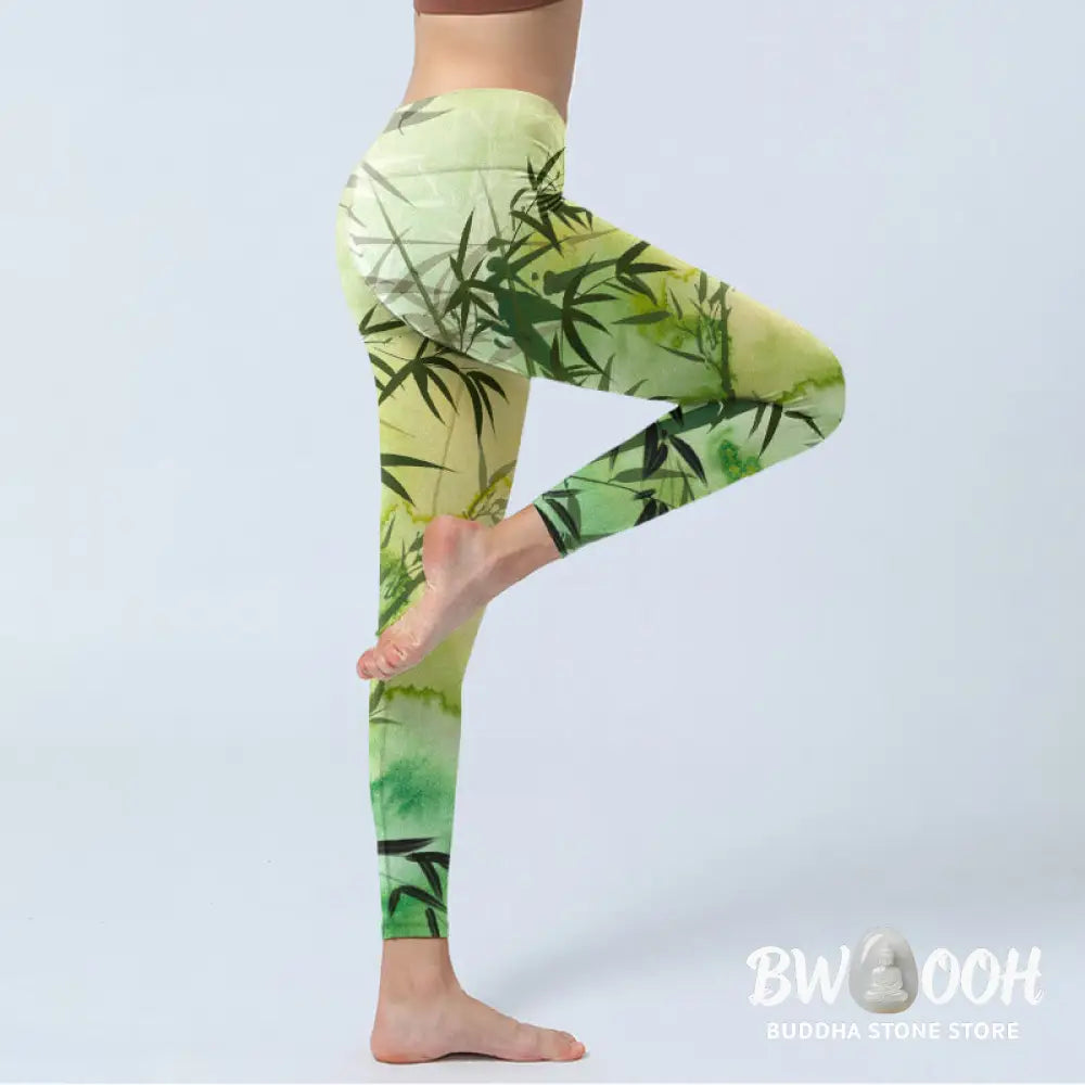 BWOOOH printed yoga leggings - Blooming Bamboo Pattern Print Gym Leggin