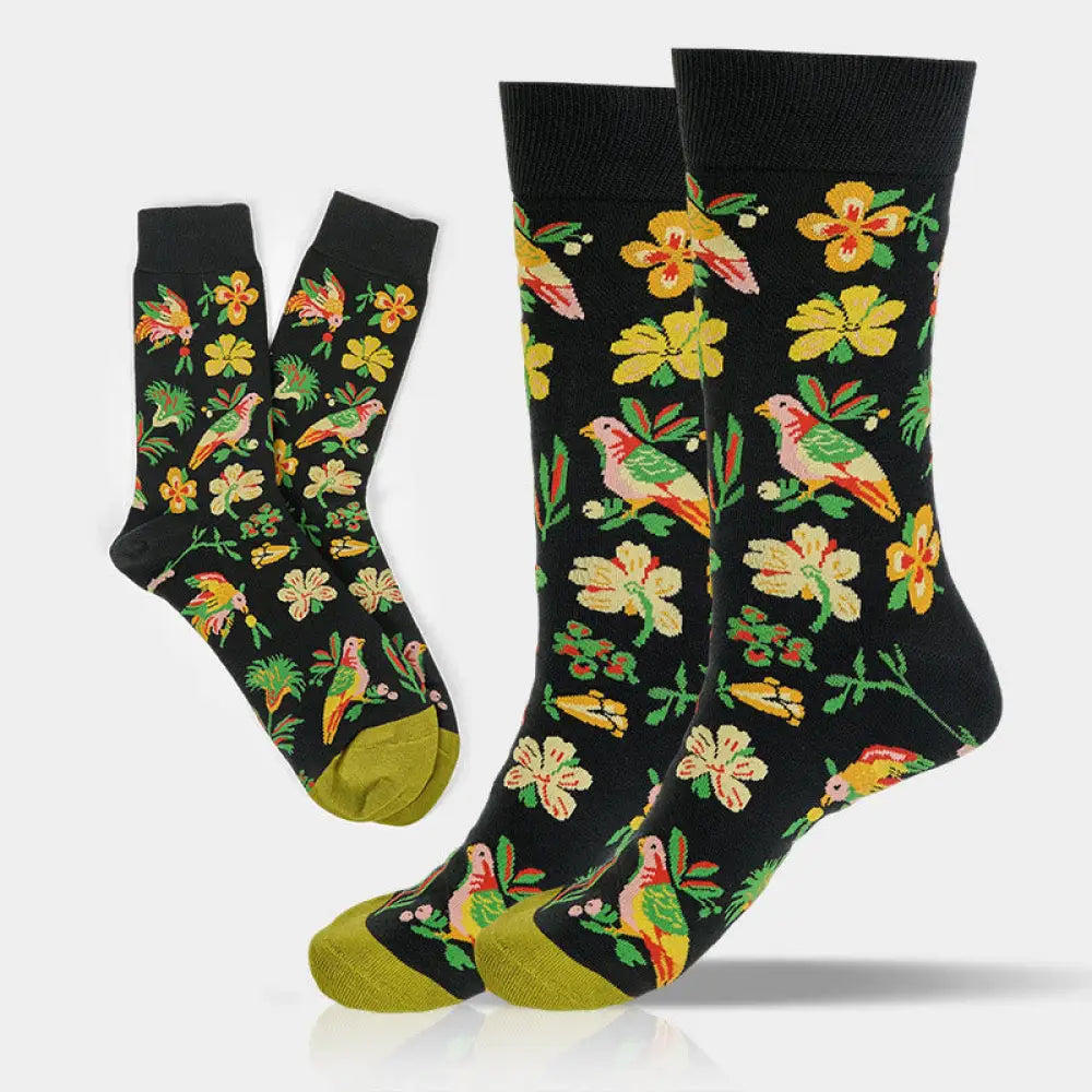 BWOOOH Blooming Flower Bird Pattern Men Women Unisex Cott