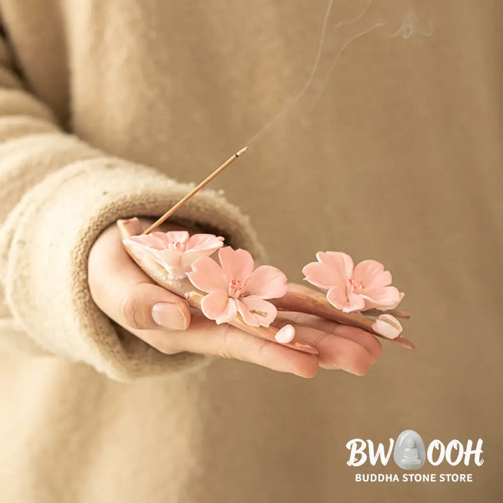 BWOOOH ceramic incense burner - Blooming Plum Blossom Branches Cera