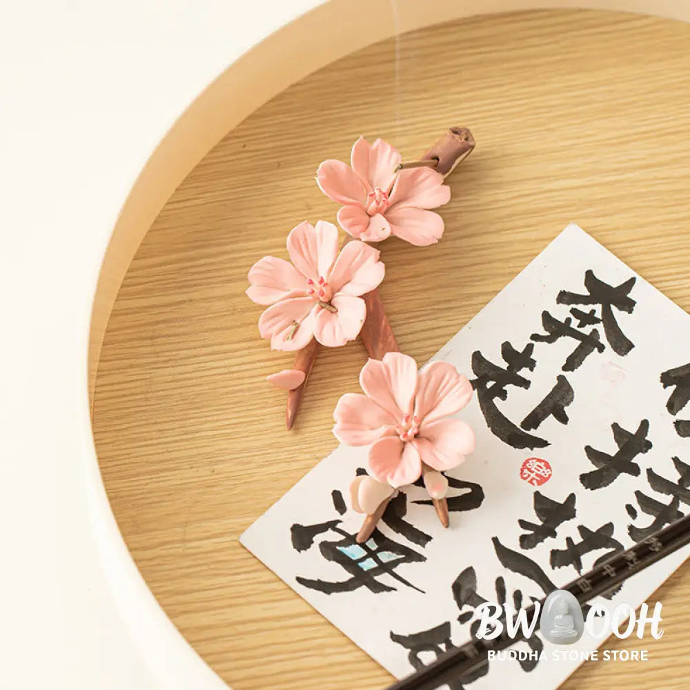 BWOOOH ceramic incense burner - Blooming Plum Blossom Branches Cera