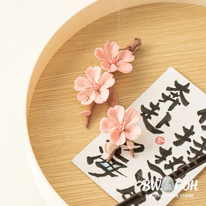 BWOOOH ceramic incense burner - Blooming Plum Blossom Branches Cera