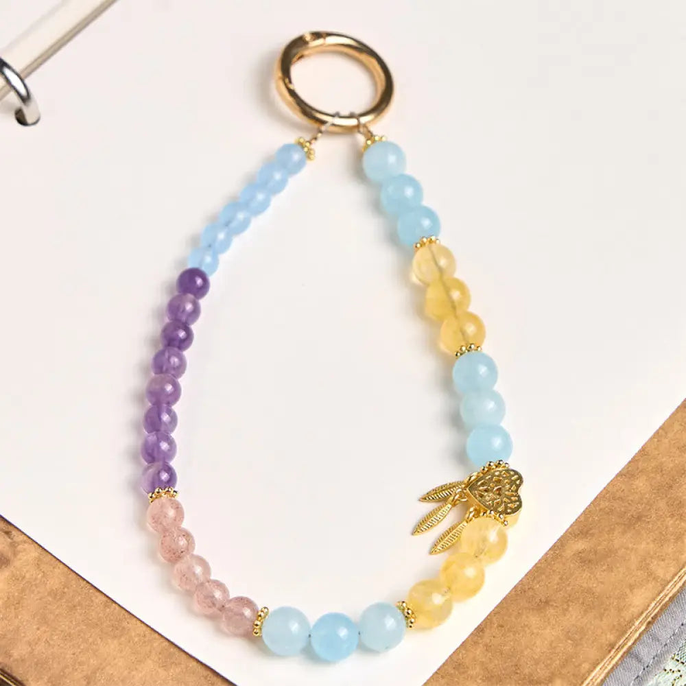 BWOOOH Blue Chalcedony Citrine Heart Design Energy Key Ch