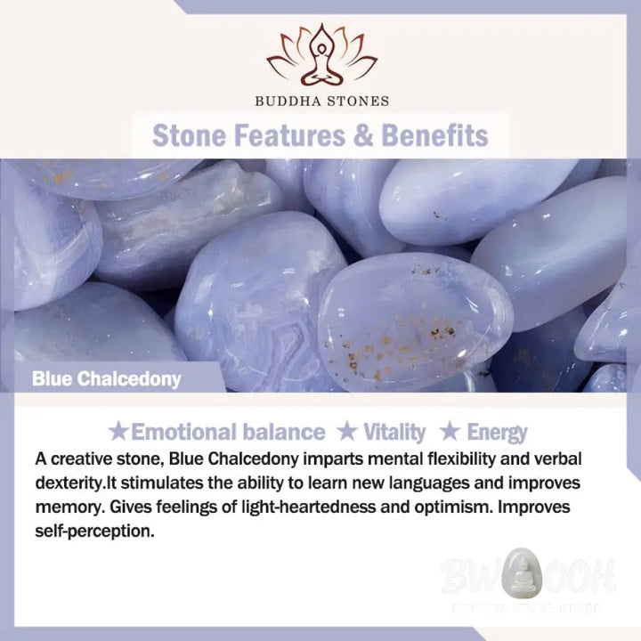 BWOOOH Blue Chalcedony Emotional Balance Bracelet Bangle - Bracelet Bangle