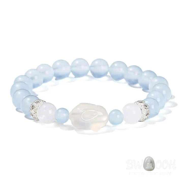 Buddha Stones Blue Chalcedony White Agate Rabbit Emotional Balance Bracelet - BWOOOH - Blue Chalcedony(Wrist
