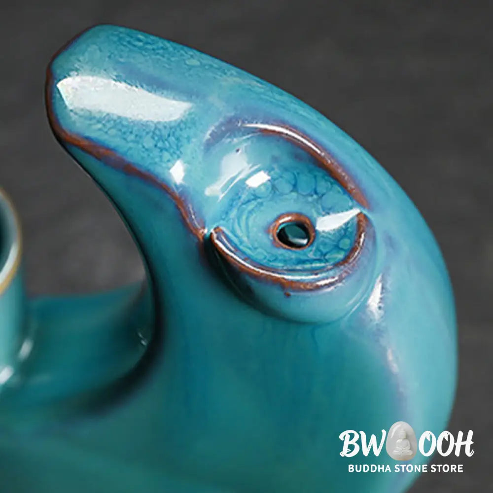 BWOOOH ceramic backflow incense burner - Blue Crescent Moon Ceramic Backflow