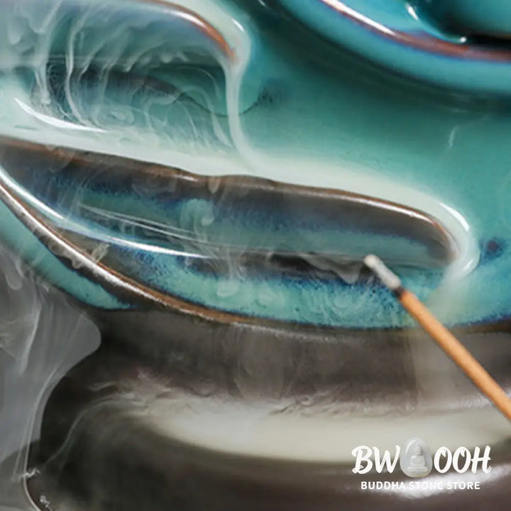 BWOOOH ceramic backflow incense burner - Blue Crescent Moon Ceramic Backflow