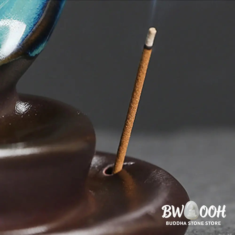BWOOOH ceramic backflow incense burner - Blue Crescent Moon Ceramic Backflow