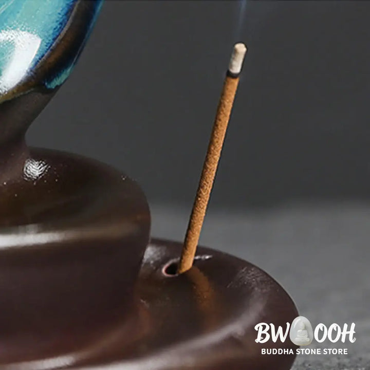 BWOOOH ceramic backflow incense burner - Blue Crescent Moon Ceramic Backflow