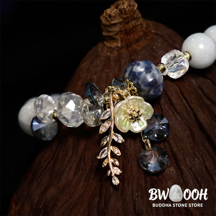 Buddha Stones Blue Crystal Amethyst Sun Stone Green Aventurine Healing Bracelet - Bracelet