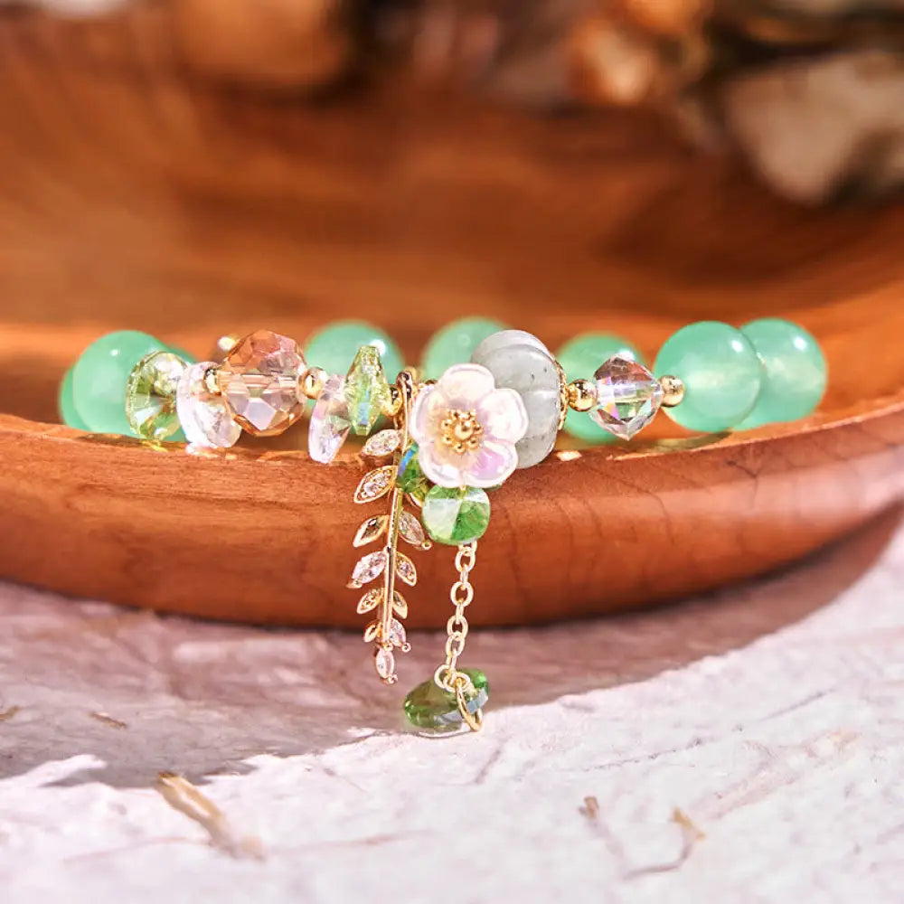 Buddha Stones Blue Crystal Amethyst Sun Stone Green Aventurine Healing Bracelet - Green Aventurine - Bracelet
