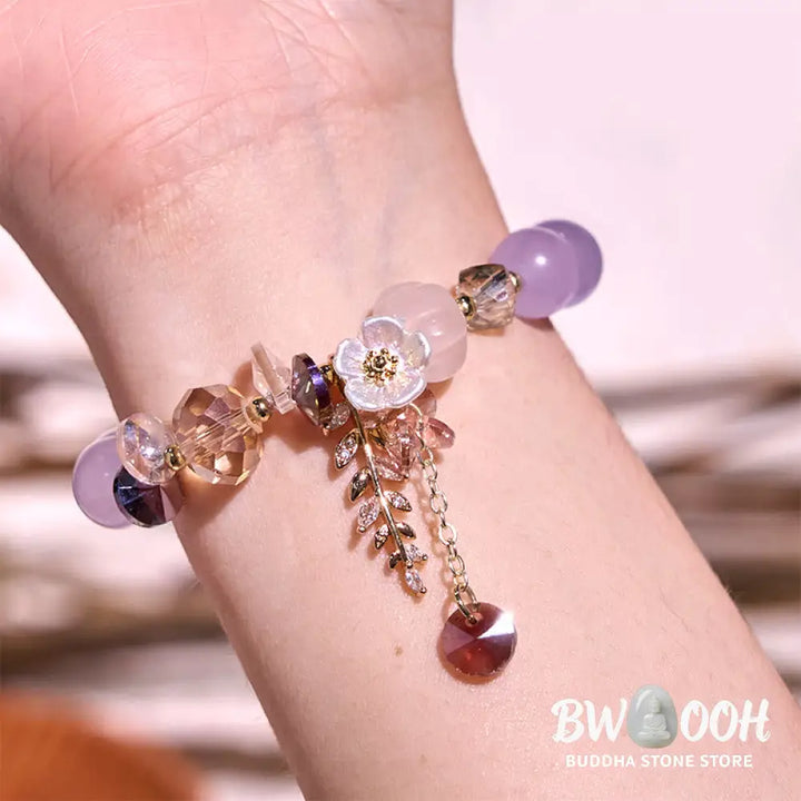 Buddha Stones Blue Crystal Amethyst Sun Stone Green Aventurine Healing Bracelet - Bracelet