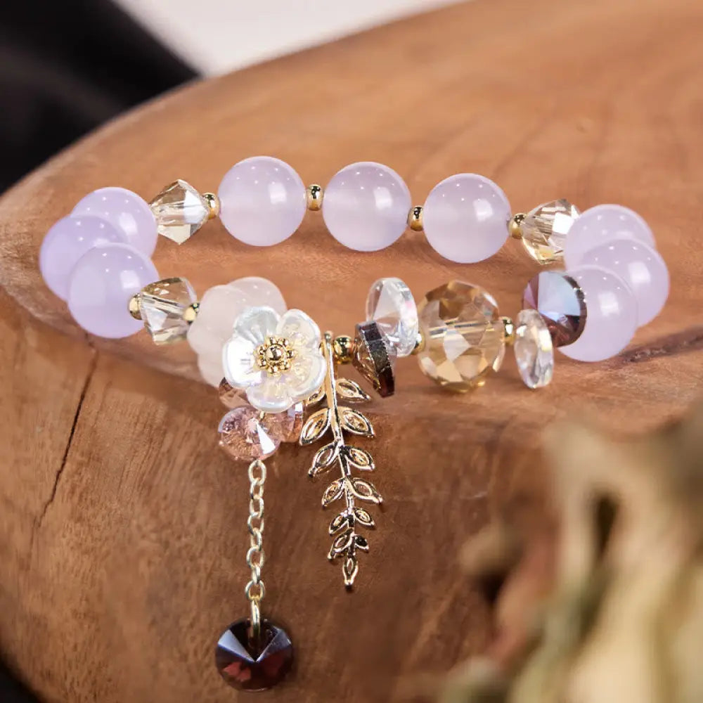 Buddha Stones Blue Crystal Amethyst Sun Stone Green Aventurine Healing Bracelet - Amethyst - Bracelet