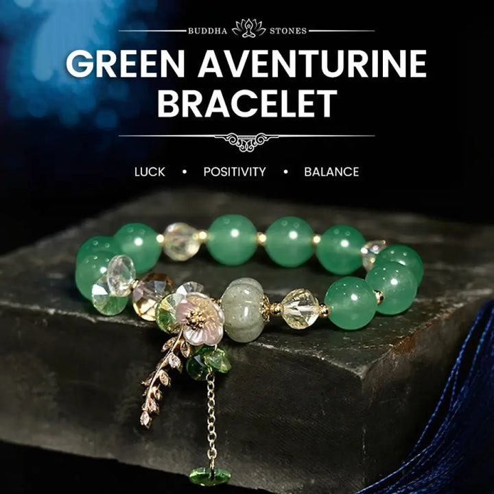 Buddha Stones Blue Crystal Amethyst Sun Stone Green Aventurine Healing Bracelet - BWOOOH - Green Aventurine - Bracelet