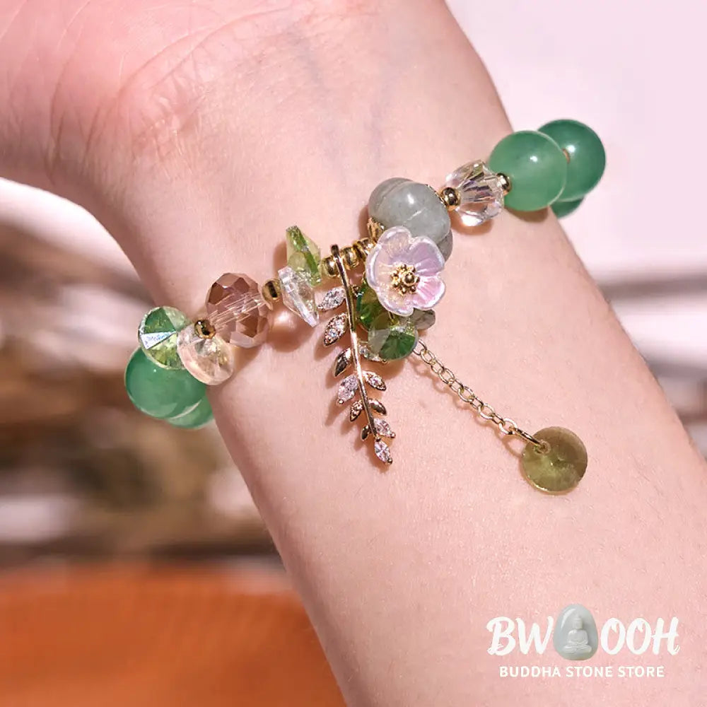 Buddha Stones Blue Crystal Amethyst Sun Stone Green Aventurine Healing Bracelet - BWOOOH - Bracelet