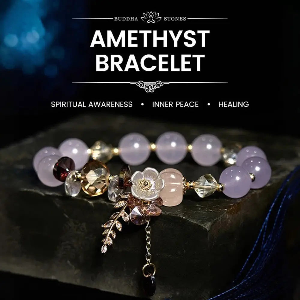 Buddha Stones Blue Crystal Amethyst Sun Stone Green Aventurine Healing Bracelet - BWOOOH - Amethyst - Bracelet
