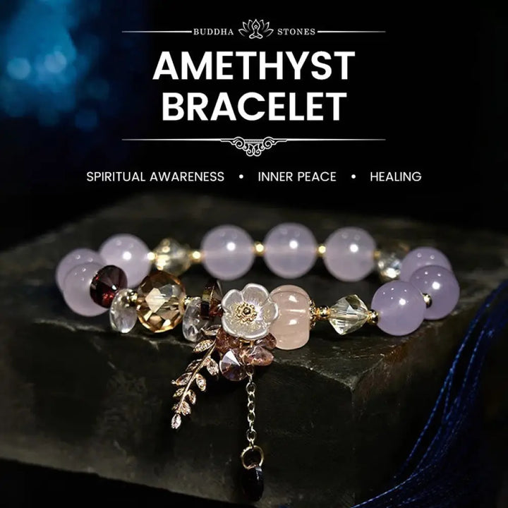 Buddha Stones Blue Crystal Amethyst Sun Stone Green Aventurine Healing Bracelet - BWOOOH - Amethyst - Bracelet