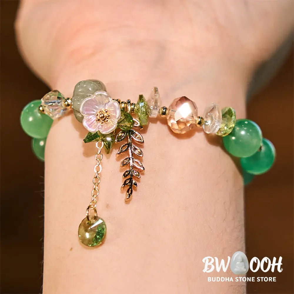 Buddha Stones Blue Crystal Amethyst Sun Stone Green Aventurine Healing Bracelet - BWOOOH - Bracelet