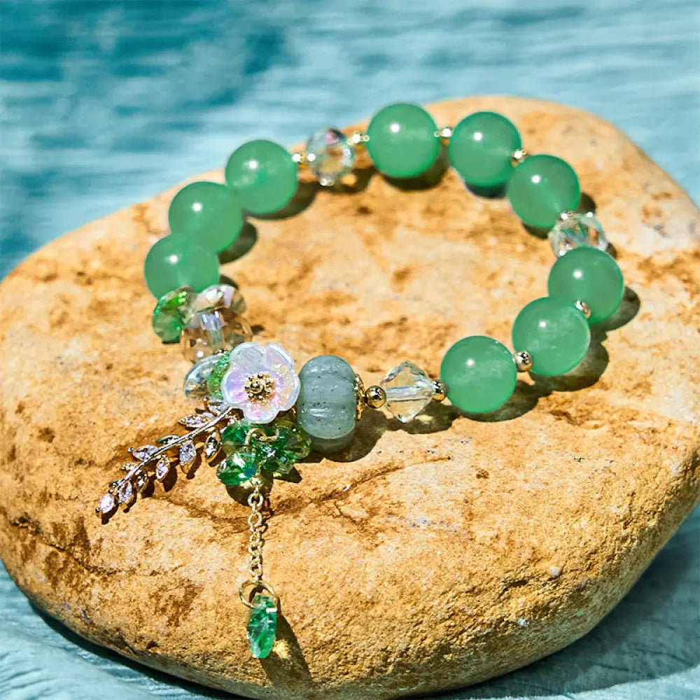 Buddha Stones Blue Crystal Amethyst Sun Stone Green Aventurine Healing Bracelet - BWOOOH - Green Aventurine - Bracelet