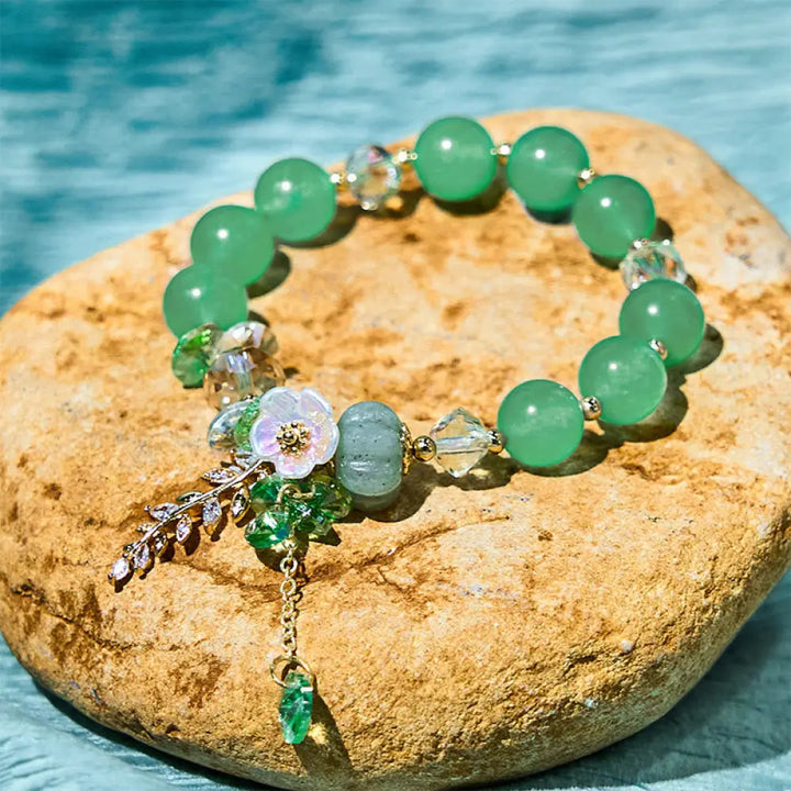 Buddha Stones Blue Crystal Amethyst Sun Stone Green Aventurine Healing Bracelet - BWOOOH - Green Aventurine - Bracelet