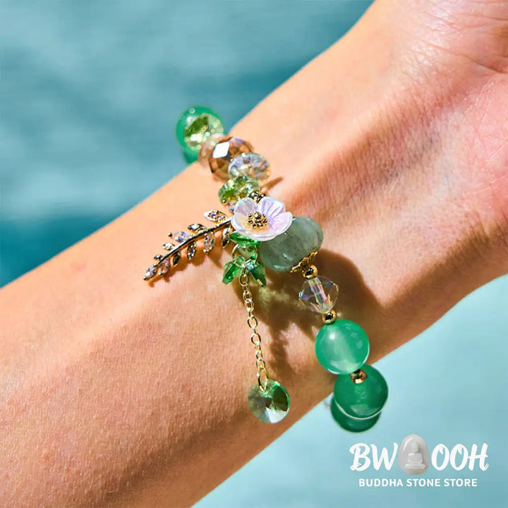 Buddha Stones Blue Crystal Amethyst Sun Stone Green Aventurine Healing Bracelet - BWOOOH - Bracelet