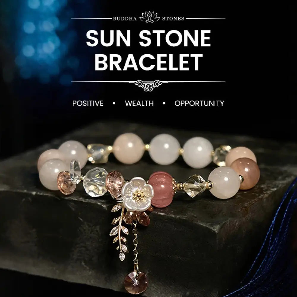 BWOOOH Blue Crystal Amethyst Sun Stone Green Aventurine Healing Bracelet - BWOOOH - Sun Stone - Bracelet