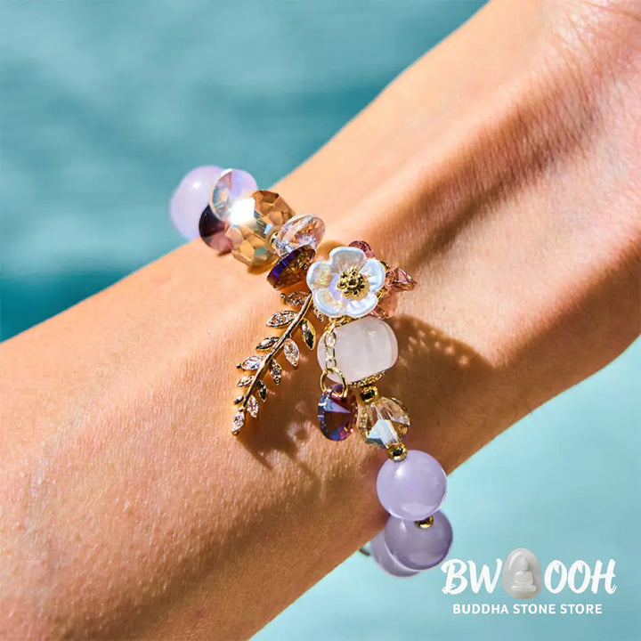 Buddha Stones Blue Crystal Amethyst Sun Stone Green Aventurine Healing Bracelet - BWOOOH - Bracelet
