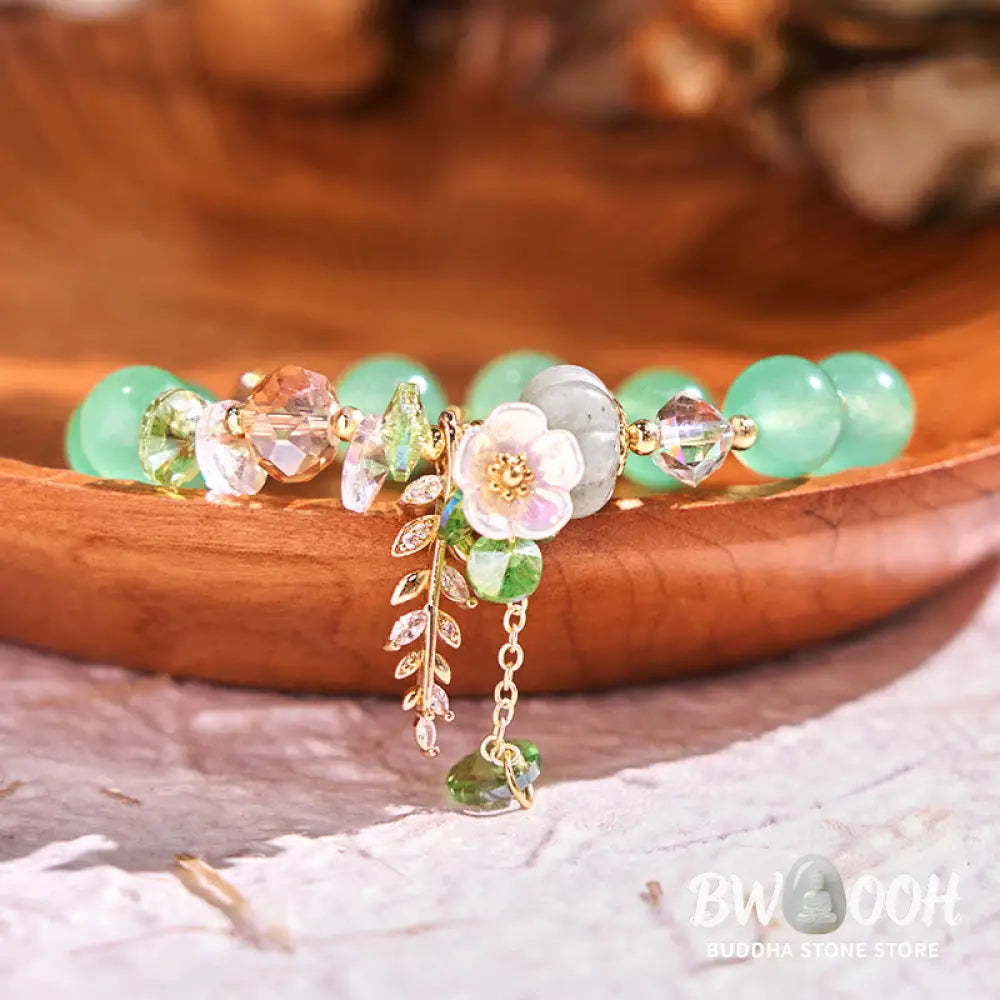 Buddha Stones Blue Crystal Amethyst Sun Stone Green Aventurine Healing Bracelet - BWOOOH - Bracelet