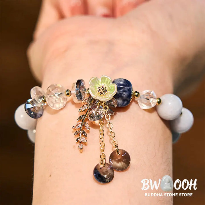 Buddha Stones Blue Crystal Amethyst Sun Stone Green Aventurine Healing Bracelet - BWOOOH - Bracelet