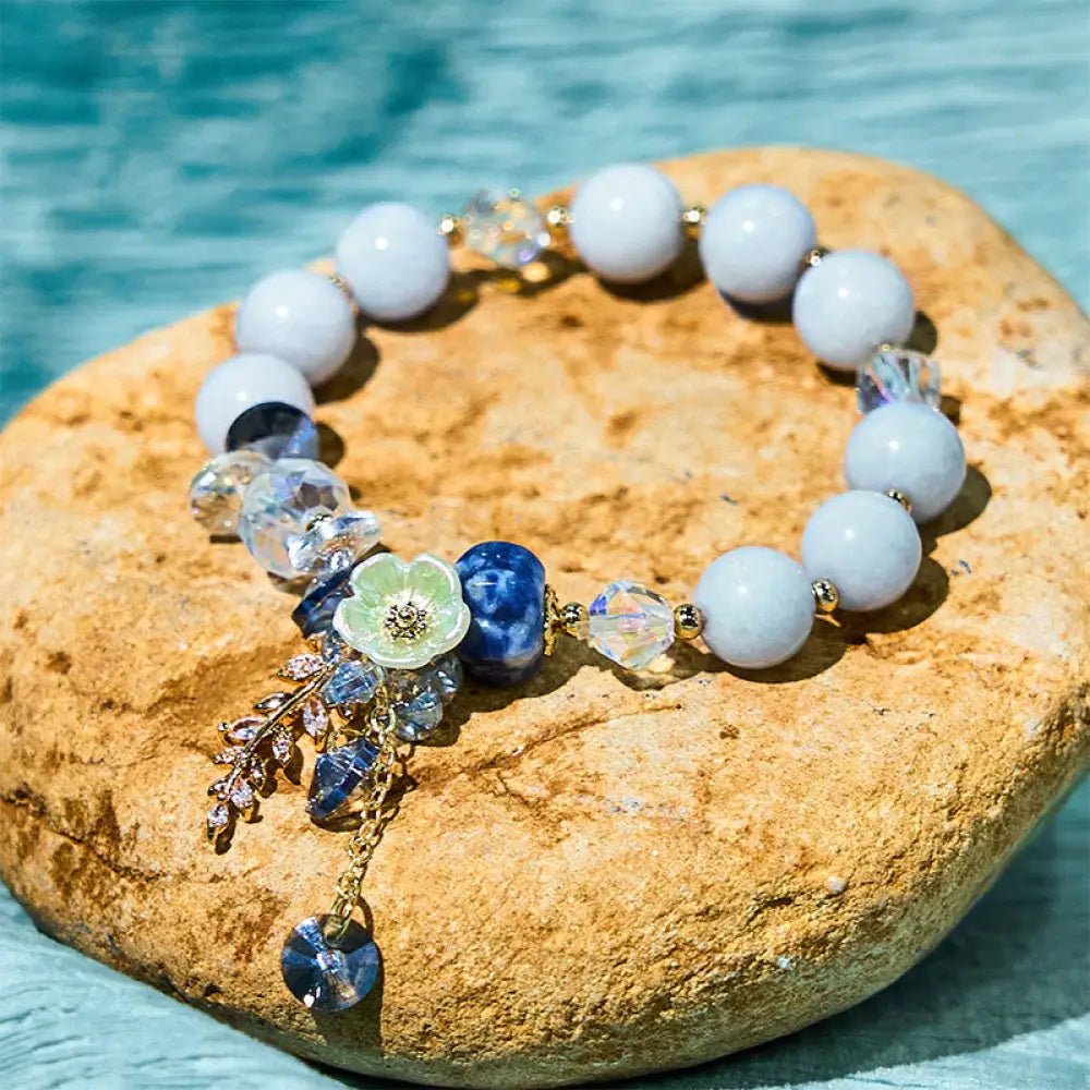 Buddha Stones Blue Crystal Amethyst Sun Stone Green Aventurine Healing Bracelet - BWOOOH - Blue Crystal - Bracelet