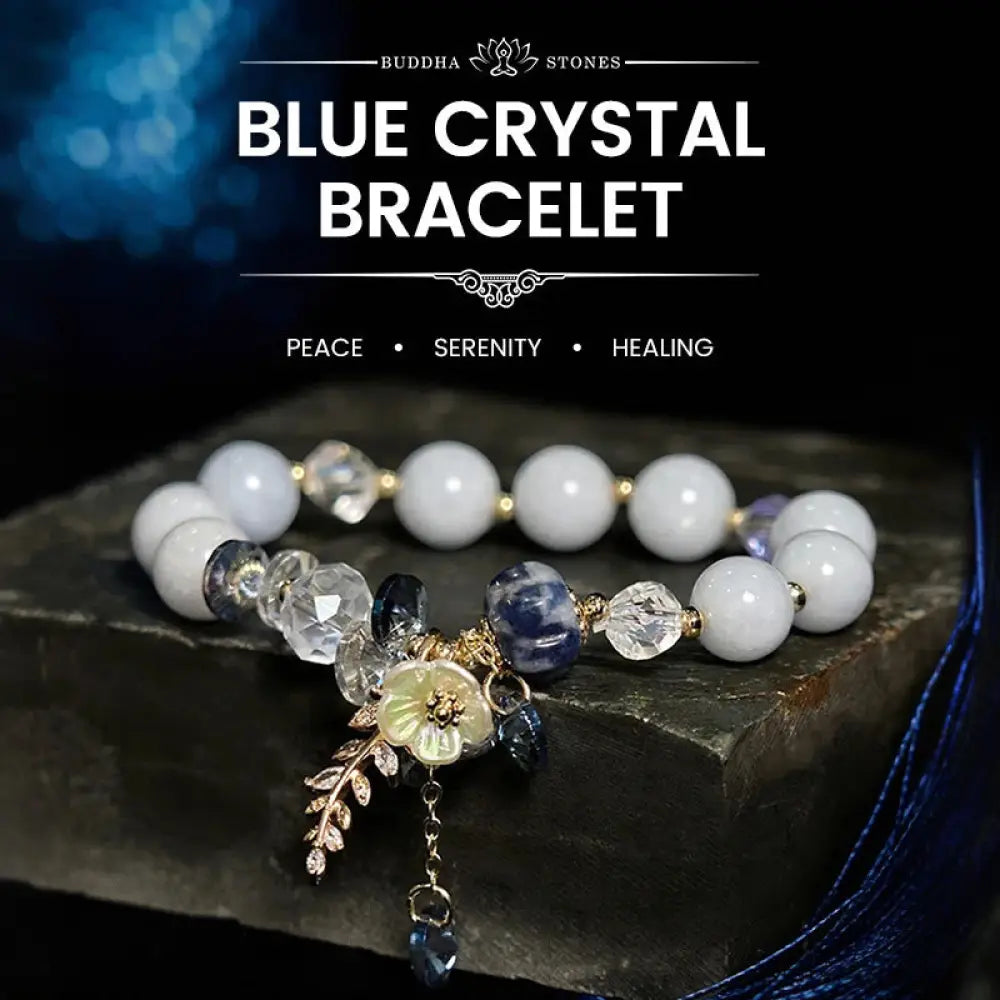 Buddha Stones Blue Crystal Amethyst Sun Stone Green Aventurine Healing Bracelet - BWOOOH - Blue Crystal - Bracelet