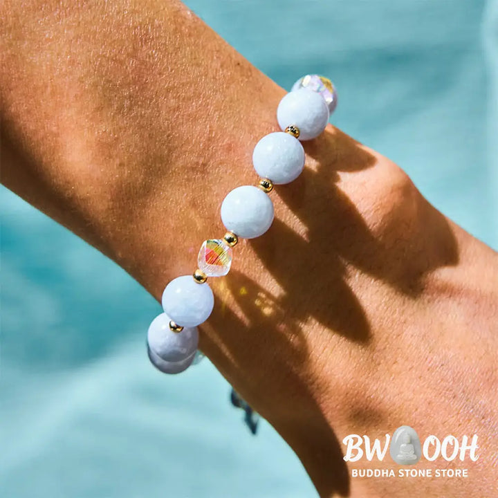 Buddha Stones Blue Crystal Amethyst Sun Stone Green Aventurine Healing Bracelet - BWOOOH - Bracelet