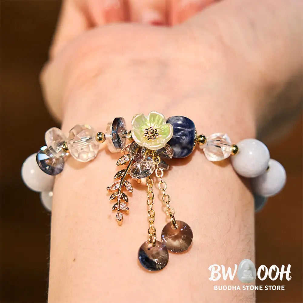 Buddha Stones Blue Crystal Amethyst Sun Stone Green Aventurine Healing Bracelet - BWOOOH - Bracelet