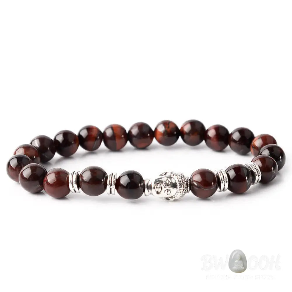 Buddha Stones Blue Green Red Tiger Eye Buddha Head Balance Bracelet - BWOOOH - Bracelet