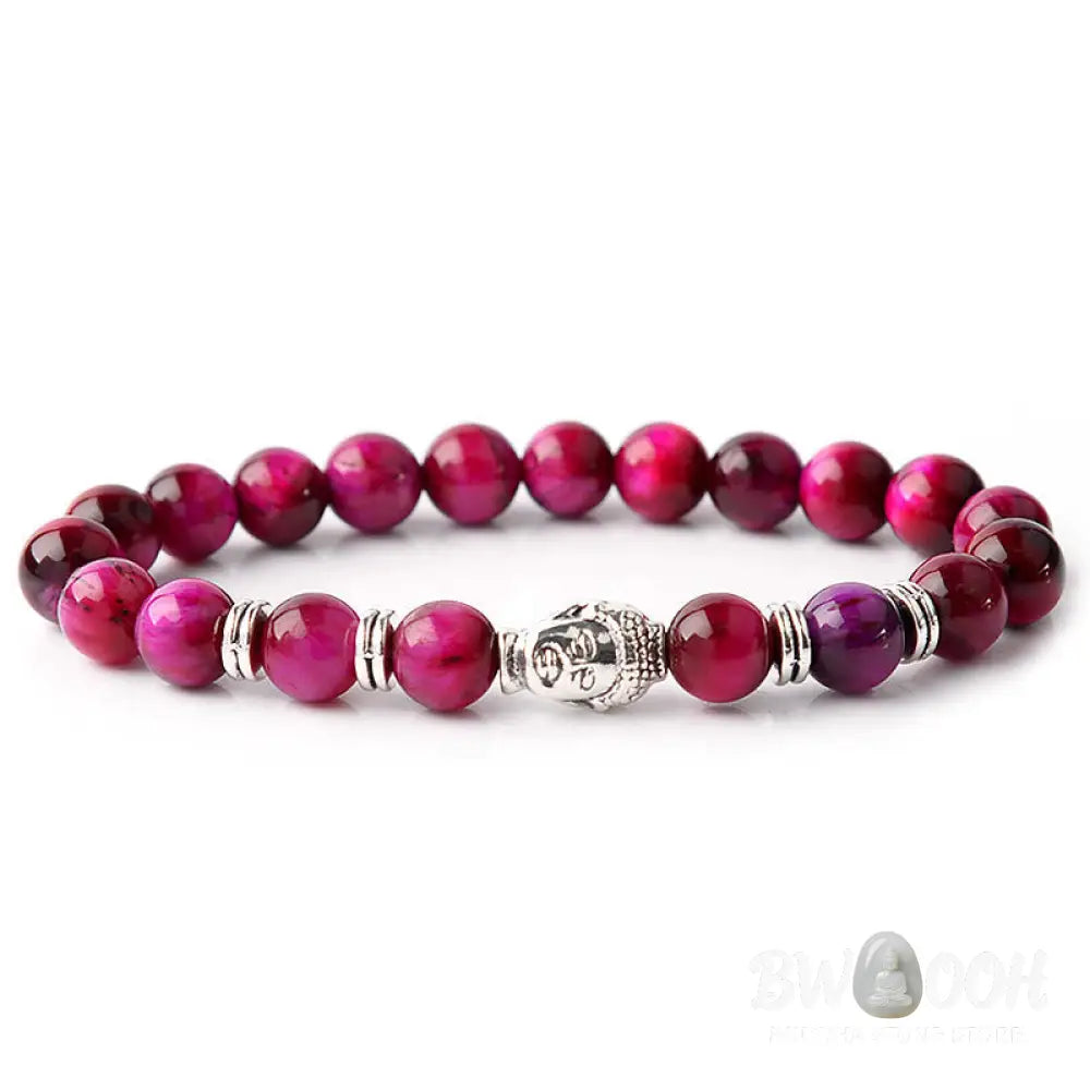 Buddha Stones Blue Green Red Tiger Eye Buddha Head Balance Bracelet - BWOOOH - Bracelet