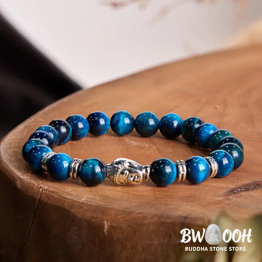 Buddha Stones Blue Green Red Tiger Eye Buddha Head Balance Bracelet - BWOOOH - Bracelet