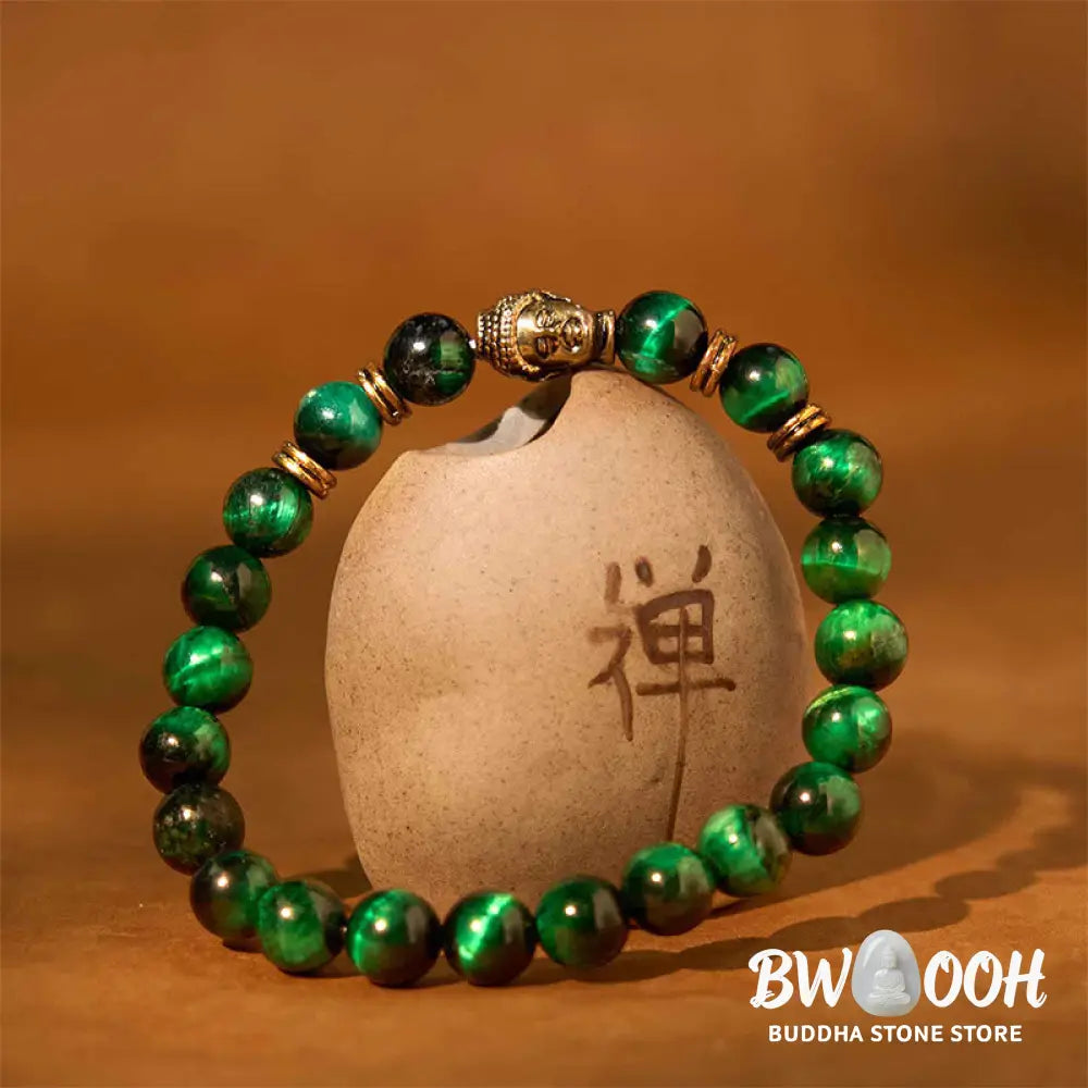 Buddha Stones Blue Green Red Tiger Eye Buddha Head Balance Bracelet - BWOOOH - Bracelet