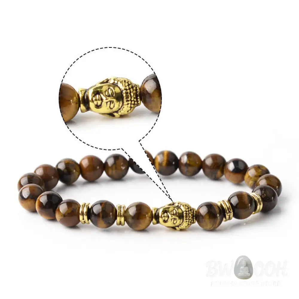 Buddha Stones Blue Green Red Tiger Eye Buddha Head Balance Bracelet - BWOOOH - Bracelet