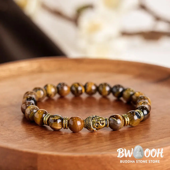 Buddha Stones Blue Green Red Tiger Eye Buddha Head Balance Bracelet - BWOOOH - Bracelet