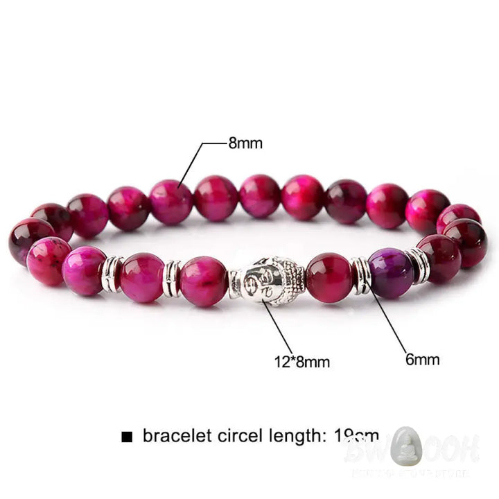 Buddha Stones Blue Green Red Tiger Eye Buddha Head Balance Bracelet - BWOOOH - Bracelet