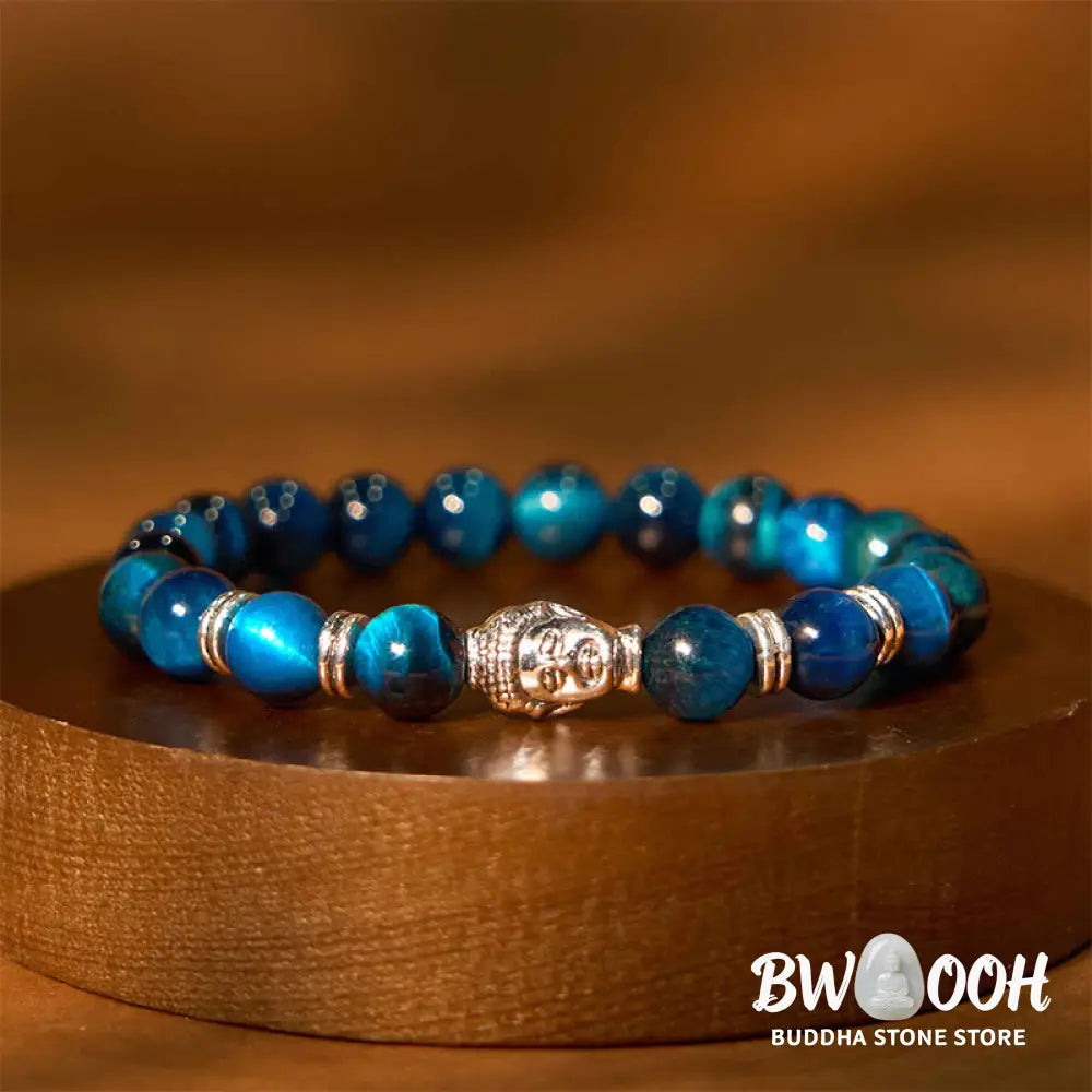 Buddha Stones Blue Green Red Tiger Eye Buddha Head Balance Bracelet - BWOOOH - Bracelet