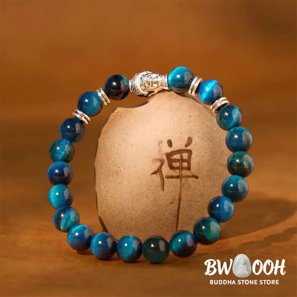 Buddha Stones Blue Green Red Tiger Eye Buddha Head Balance Bracelet - BWOOOH - Bracelet