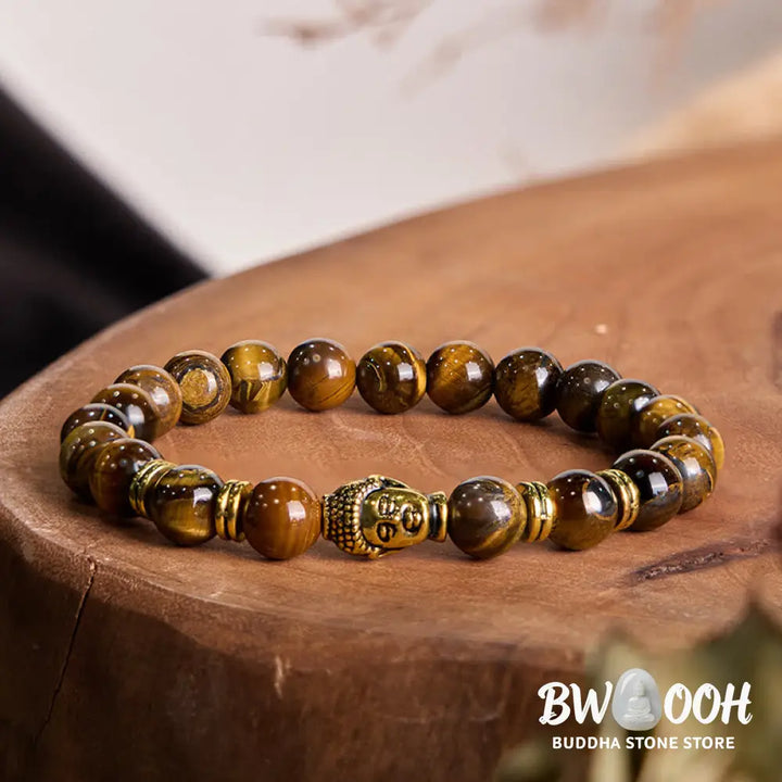 Buddha Stones Blue Green Red Tiger Eye Buddha Head Balance Bracelet - BWOOOH - Bracelet