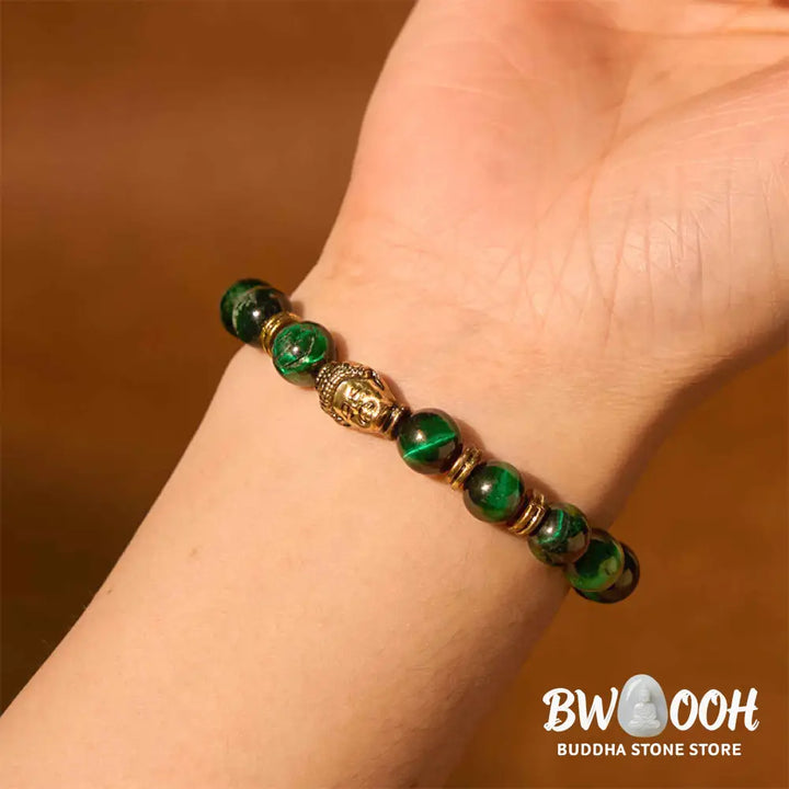 Buddha Stones Blue Green Red Tiger Eye Buddha Head Balance Bracelet - BWOOOH - Bracelet