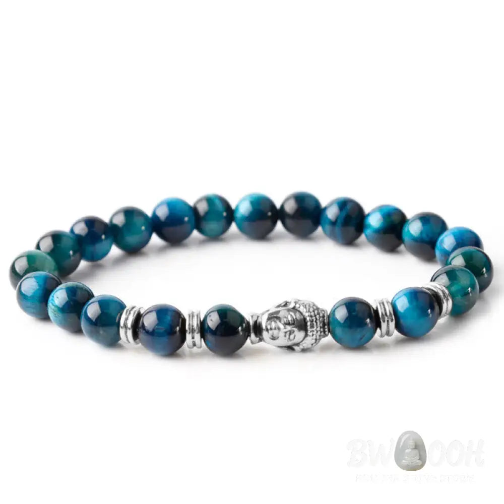 Buddha Stones Blue Green Red Tiger Eye Buddha Head Balance Bracelet - BWOOOH - Bracelet