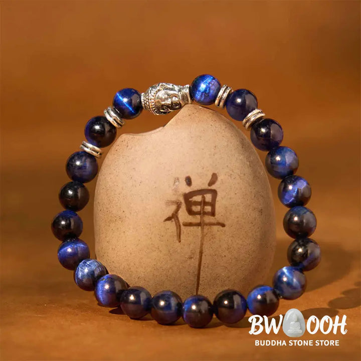 Buddha Stones Blue Green Red Tiger Eye Buddha Head Balance Bracelet - BWOOOH - Bracelet