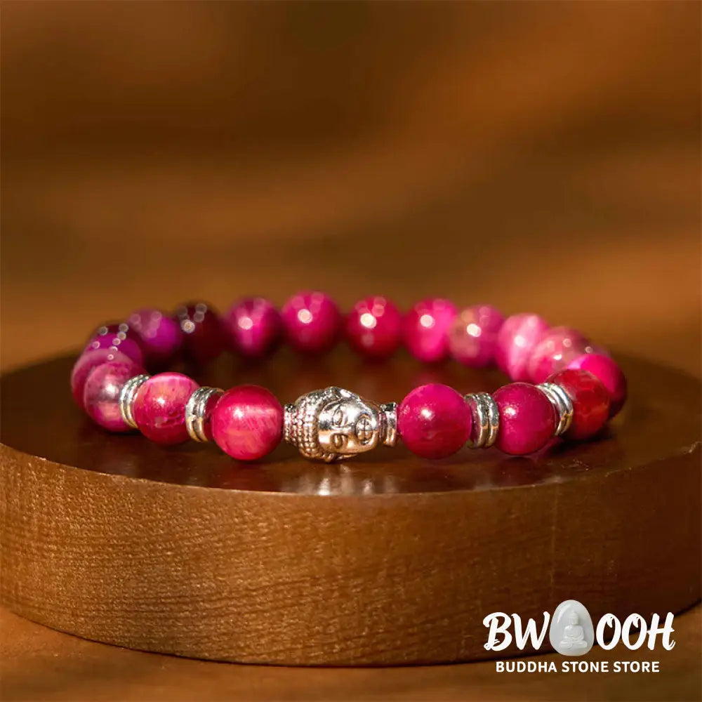 Buddha Stones Blue Green Red Tiger Eye Buddha Head Balance Bracelet - BWOOOH - Bracelet