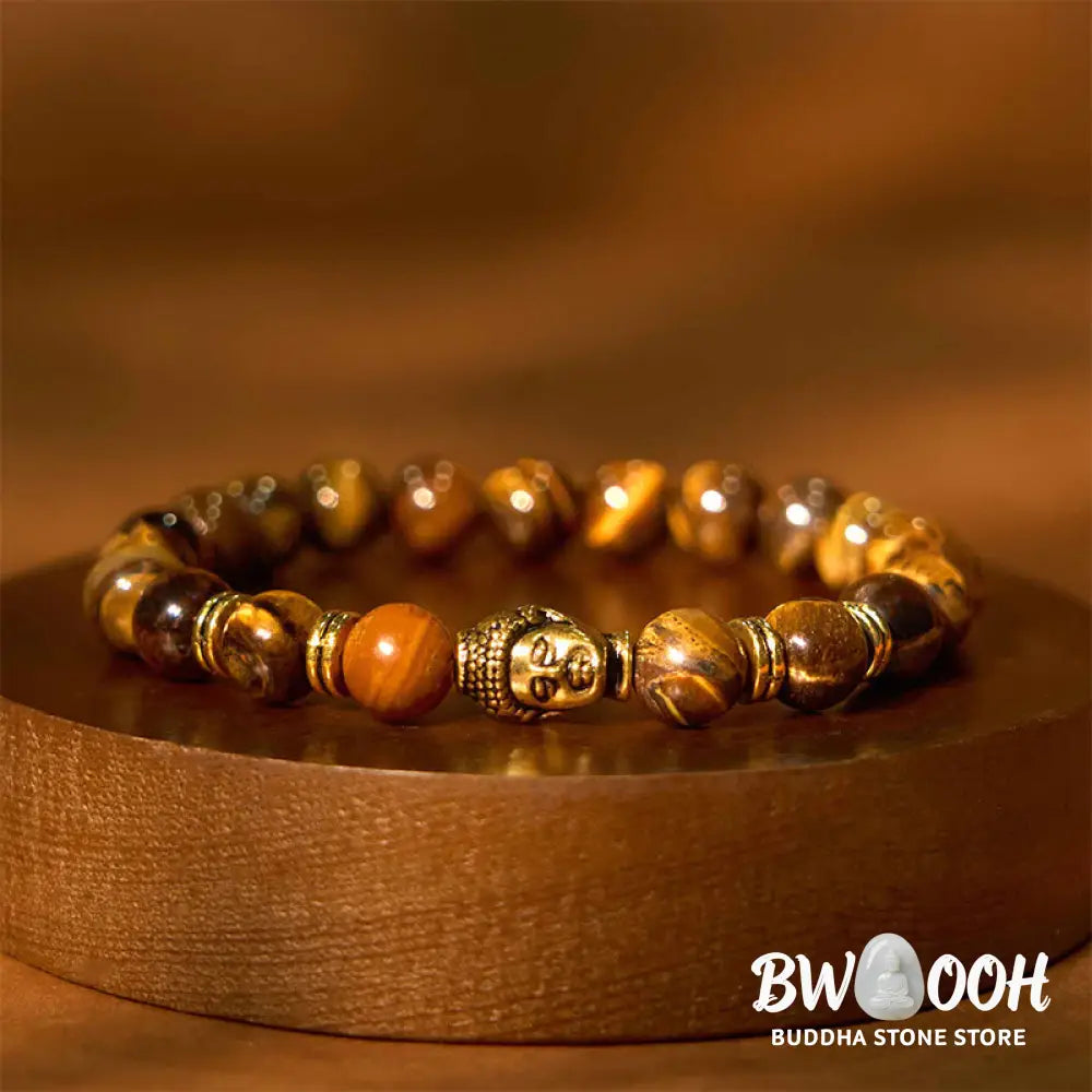 Buddha Stones Blue Green Red Tiger Eye Buddha Head Balance Bracelet - BWOOOH - Bracelet