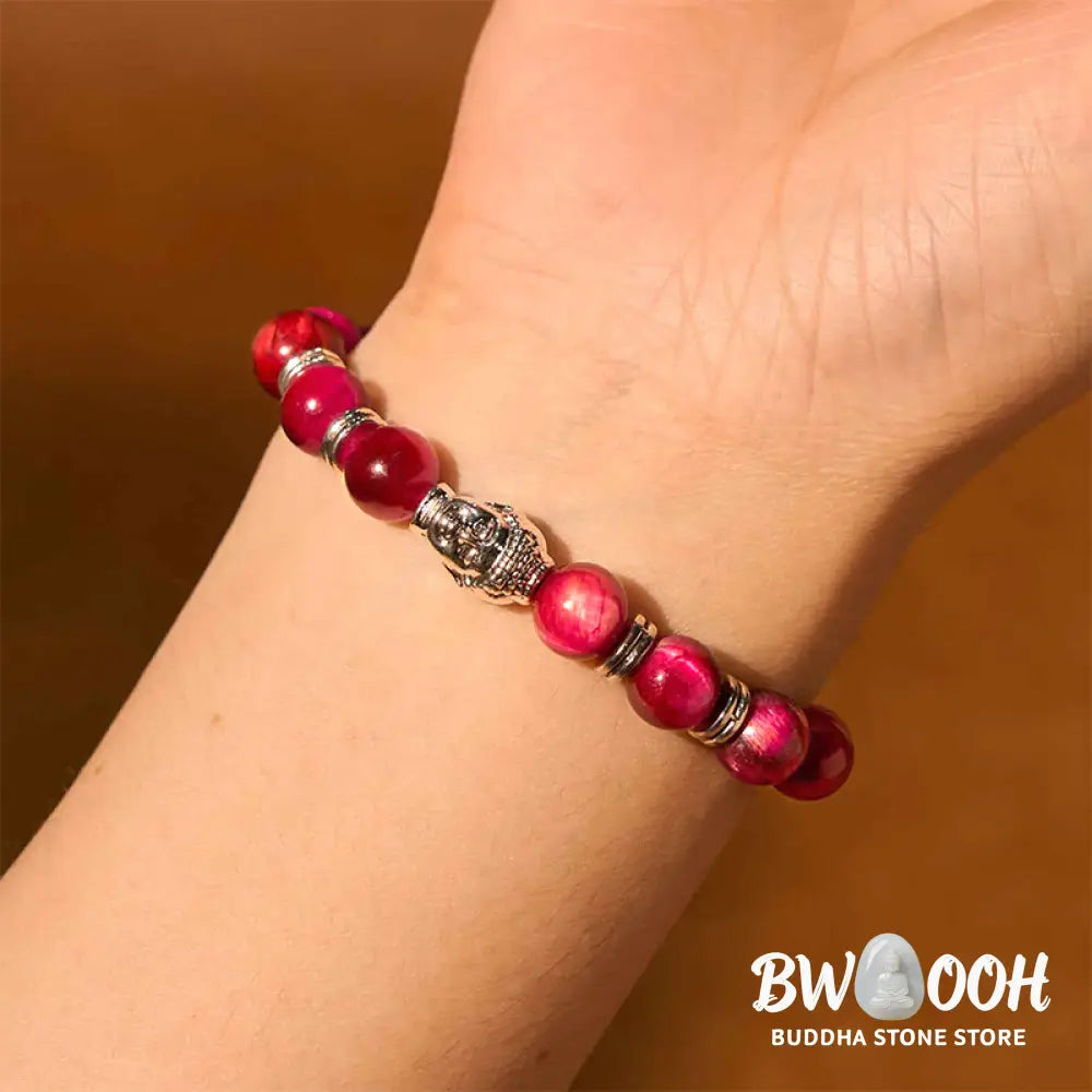 Buddha Stones Blue Green Red Tiger Eye Buddha Head Balance Bracelet - BWOOOH - Bracelet