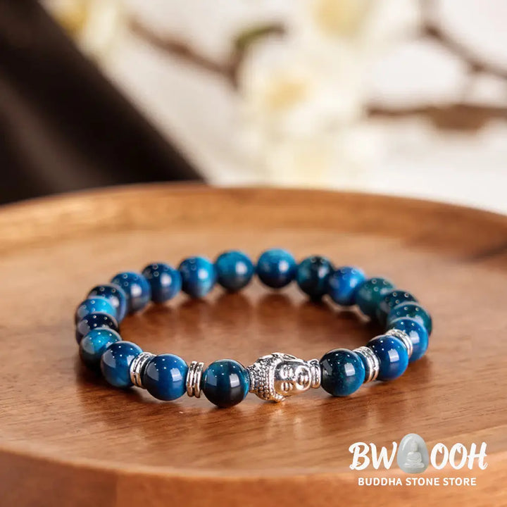 Buddha Stones Blue Green Red Tiger Eye Buddha Head Balance Bracelet - BWOOOH - Bracelet